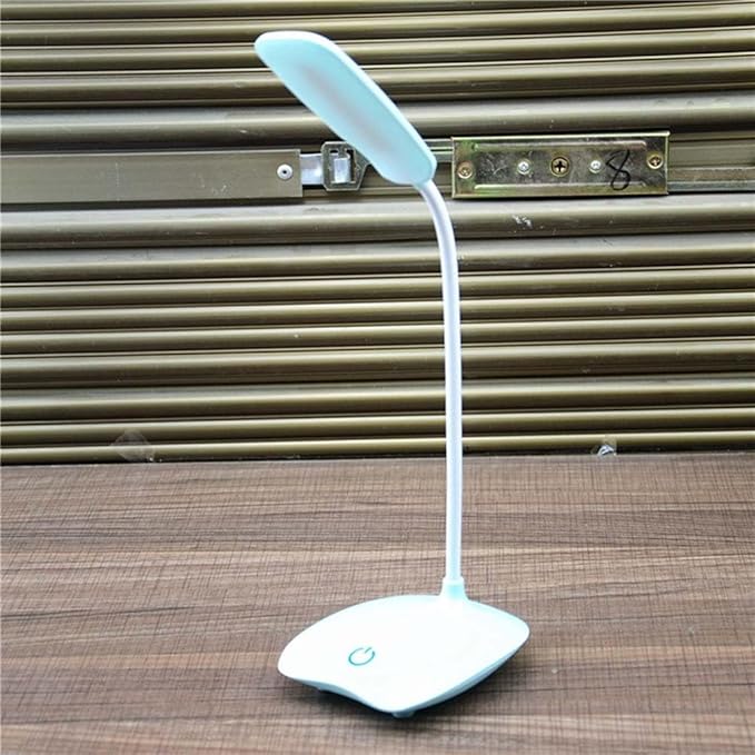 1Pc LED Touch Control Dimming Table Lamp USB Rechargeable Eye-Protection Reading Desk Light with Three Settings Flexible Design Blue for Home and Office