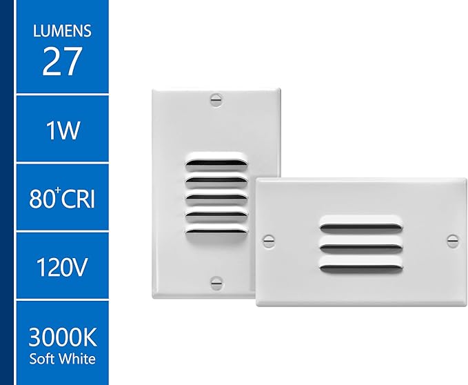 STP2 Louvered White LED Step Light with Photocell (STP2L120WHPC)