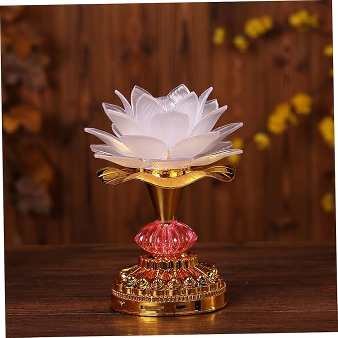SUPVOX LED Lotus Shaped Lamp Home Decoration Color Changing Desktop Light Buddha Lamp Ornament for Meditation and Spiritual Zen Decor