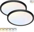 2 Pack LED Flush Mount Ceiling Light,12Inch 24W,3000K/3500K/4000K/5000K/6500K 5 Color Temperatures Ceiling Light Fixture for Kitchen Porch Hallway Bedroom Bathroom and Closet,Black