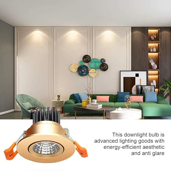 LightingWill 2inch LED Dimmable Downlight, 3W COB Recessed Ceiling Light, Natural White 4000K-4500K, CRI80, 25W Halogen Bulbs Equivalent, Gold (10 Pack)