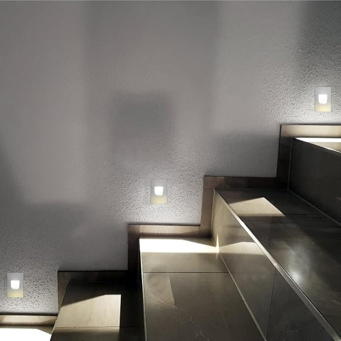 Maxxima Vertical LED Step Light, Indoor/Outdoor Stair Light, 3 CCT Color Selectable 3000K, 4000K, 5000K, 150 Lumens, IP65 Rated for Outdoor and Damp Locations, White, 2-Pack
