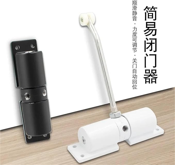 Automatic Adjustable Closer Surface Mounted Automatic Heavy Duty Safety Spring Closer for Interior Exterior Black Door Closer 1Pcs(White)