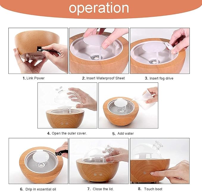 Glass Aromatherapy Essential Oil Diffuser, 200ml Natural Wood Base, Desktop Ultrasonic Aroma Diffuse Essential Oil Humidifier,LED Light Available in 7 Colors, Suitable for Home Office Bedroom
