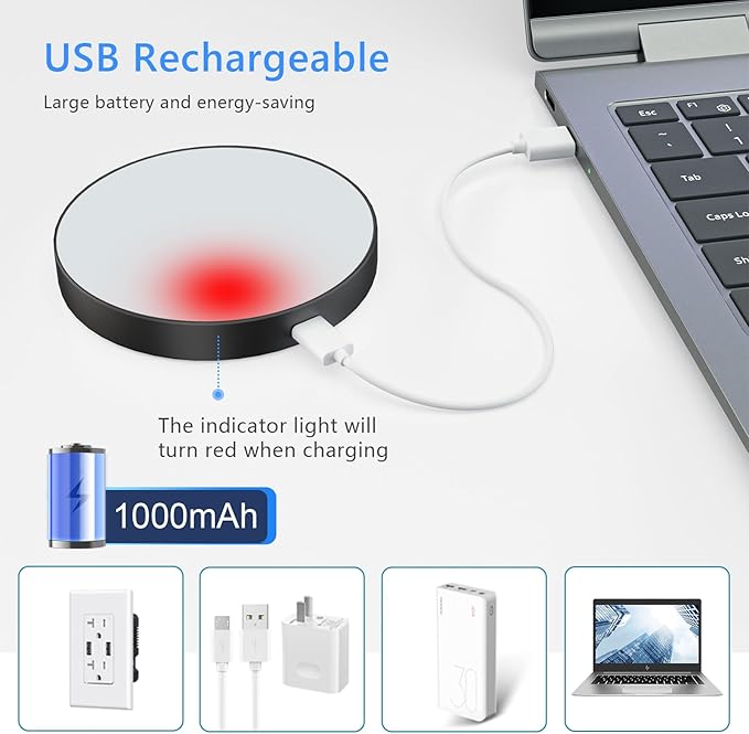 Ferswe Dimmable Touch Light, 3000K Rechargeable Touch Lights Stick on, Closet Light with 1000mAh Large Battery, LED Night Light for Closet, Counter, Kitchen, Bedroom and Wall(2 Pack)