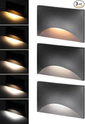 LEONLITE Black 5CCT 120V LED Step Lights, 150LM 5%-100% Dimmable Stair Lights Indoor Outdoor IP65 Waterproof, Aluminum Anti-Glare Shell, CRI90 ETL 2700K/3000K/3500K/4000K/5000K, Pack of 3