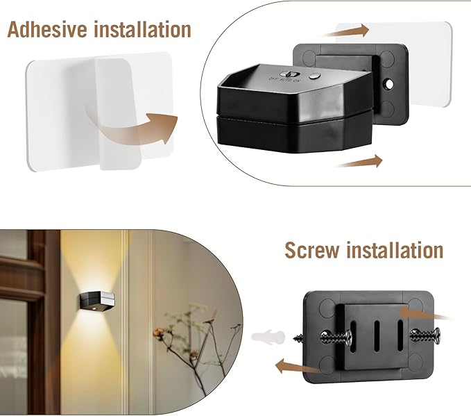 B-right Motion Sensor Wall Lights, 2 Pack Rechargeable Battery Operated Wall Sconce LED Wall Lights Indoor Brightness Adjustable, Wall Lamp with Remote Control for Bedroom, Stairs, Hallway