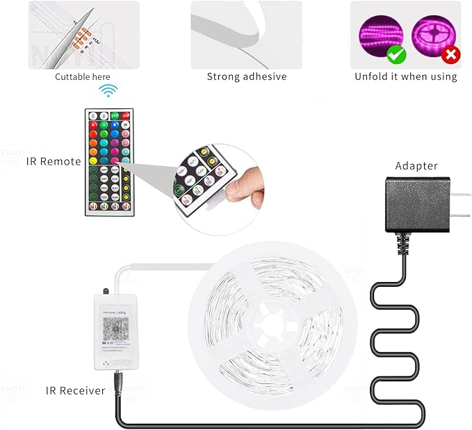 KSIPZE Led Lights for Bedroom 50ft Led Strip Lights with Remote RGB Color Changing Music Sync Smart App Control for Room Bedroom Lighting Flexible Home Décor