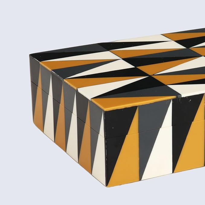 Handicrafts Home Large Decorative Storage Box with Lid, Coffee Table Storage Box, Decorative Remote Control Holder, Keepsake Storage Box for Living Room & Shelf Decor, Puzzle Guild 12 x 6 x 2