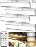 Motion Sensor Closet Lights, Eye Protection Design Cabinet Lighting Wireless with Remote, 3 Color Temps & Dimmable, Magnetic, Rechargeable LED Closet Lighting for Kitchen, Wardrobe, Pantry, 4 Pack