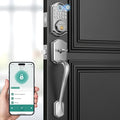 DS10 Pro Keyless Entry Door Lock with Handle Set, Smart Front Door Locks Set, Electronic Keypad, Fingerprint Deadbolt, Bluetooth APP Control, Auto-Lock & One Touch Locking, Satin Nickel