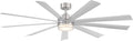 Wynd XL Smart Indoor and Outdoor 9-Blade Ceiling Fan 72in Stainless Steel with 3500K LED Light Kit and Remote Control worksworks with Alexa and iOS or Android App