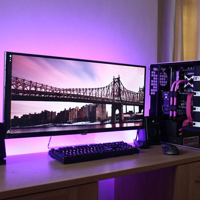 USB LED Strip Lights 13.2ft, USB Powered LED Light with 24-Keys Remote Controller Waterproof RGB Flexible Color Changing LED Strip Light for TV Backlights, Bedroom, Desk, PC, Camping & Home Decoration