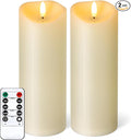NURADA Outdoor Flameless Candles with Remote Timer - Waterproof Tall Realistic Flickering LED Pillar Electric Battery Operated Fake Candle for Home Wedding Fireplace Decor - Ivory 2 Pack (8" 8")
