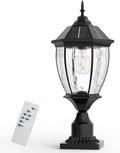 Solar Lamp Post Lights Outdoor Waterproof with Pier Mount Base, 20" H Large Aluminum Outside Solar Lights for Yard, Dusk to Dawn Outdoor Column Lights for Garden, Pathway, Patio(1 Pack)