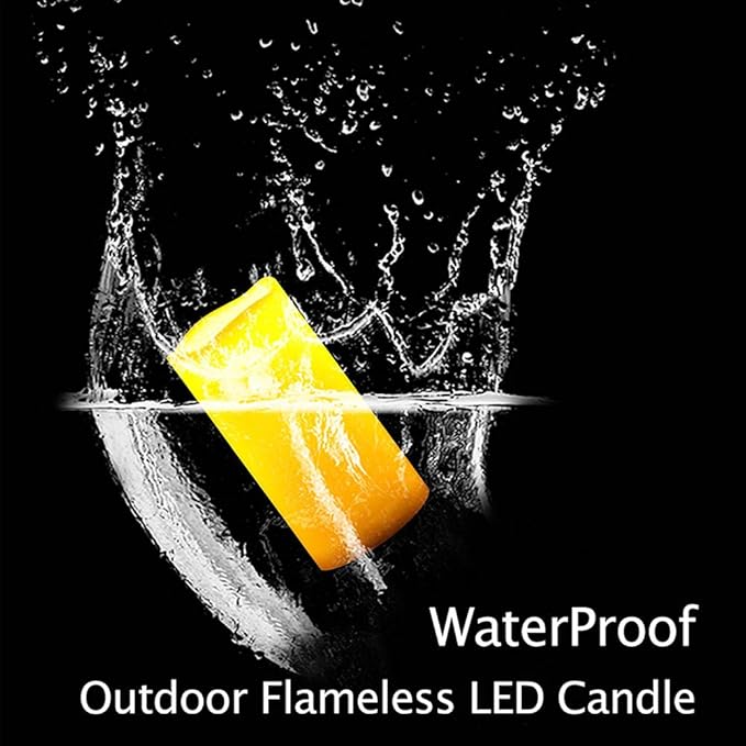 salipt Flameless Candles, LED Flickering Candles Set of 6 (H 6" xD 3") Battery Operated Candles,Waterproof Flameless Candles, Resin Plastic, Indoor Outdoor Use, Lvory White