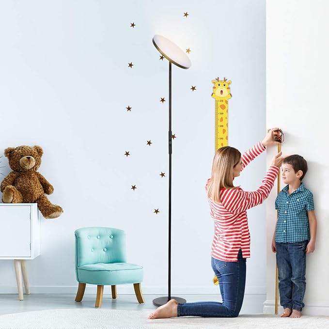 Floor Lamp,30W/2400LM Sky LED Modern Torchiere 3 Color Temperatures Super Bright Floor Lamps-Tall Standing Pole Light with Remote & Touch Control for Living Room,Bed Room,Office (Rocky Black)