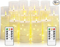 Flameless Candles with Embedded Star String - Battery Operated LED Candles, with Remote,12 Ivory Flickering Candles for Christmas, Weddings, Home Decor & Party,(D 2.3"×H 5" 6" 7")