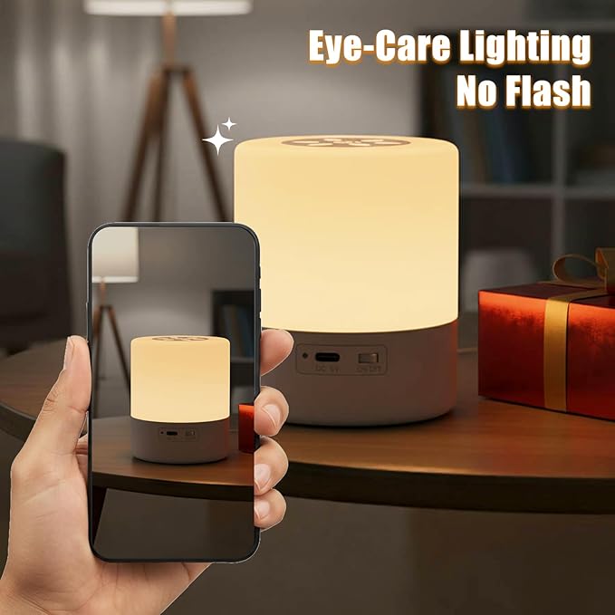 Small Touch Cordless Bedside Table Lamp Rechargeable Dimmable Nightstand Lamp for Bedroom Portable Night Light for Kids LED Lamp with Warm White Lights for Living Room Home Gifts (White)