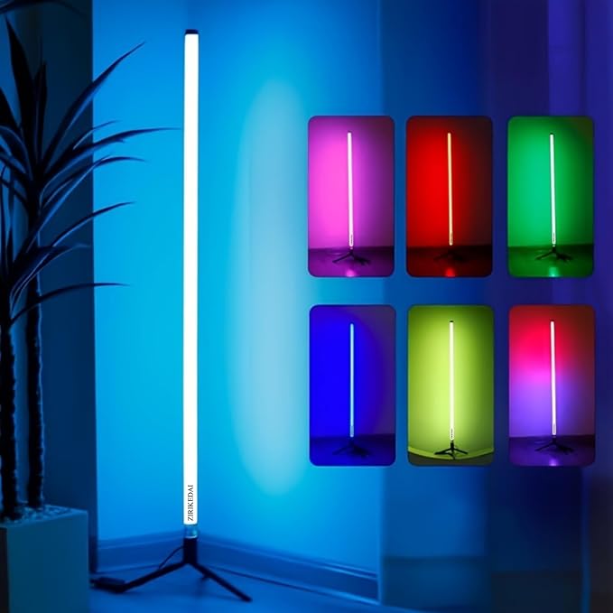 LED Corner Floor Lamp with APP Remote Control RGB Color Changing Lights USB Music Sync Gaming TV Backlight Living Room Bedroom Atmosphere Lamp Multiple Dynamic Modes