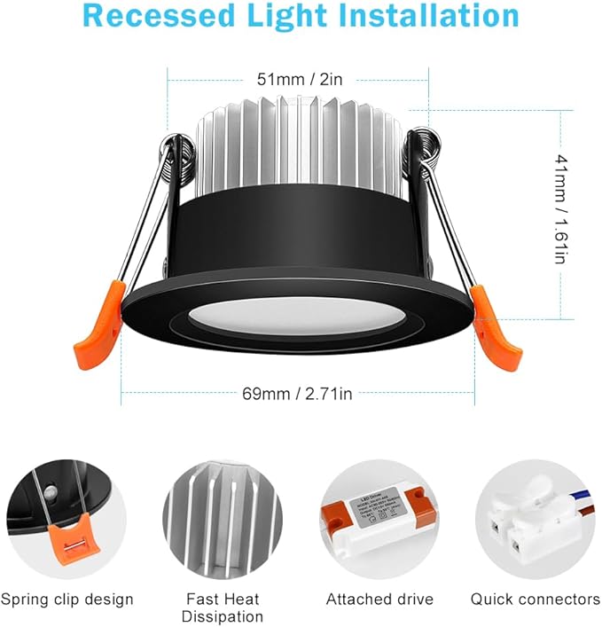 inShareplus 2 Inch Smart Recessed Lighting 10 Pack, 5W WiFi RGB LED Downlight 2700-6500K Dimmable, Color Changing, Black Trim, Alexa Google Compatible, with LED Driver, 120V Ceiling Lights