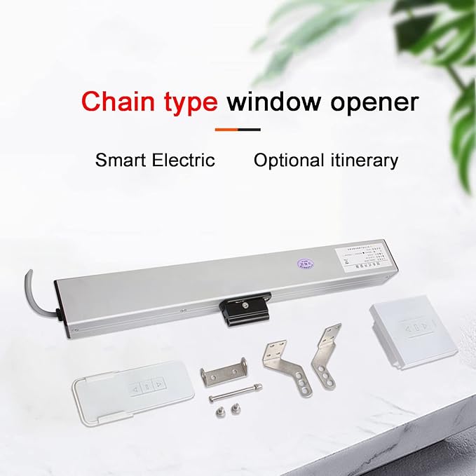 Chain Type Electric Window Opener for Greenhouse, 24V Smart Automatic Window Opener 300mm-1000mm Stroke, Small Size, Beautiful Installation, Single Chain Window Actuator(900mm)