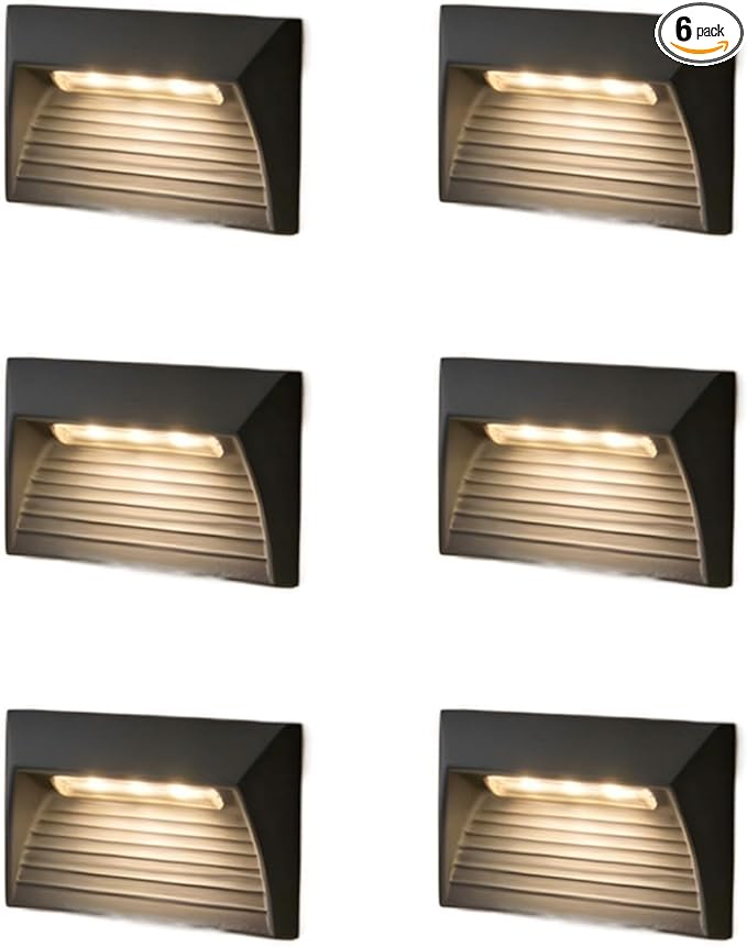 Low Voltage LED Step Lights 4.3W - Die-Cast Aluminum Stair Lighting with Patent Connector, Wet Location Safe for Outdoor Steps (6-Pack)