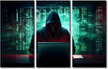 TUMOVO AI Big Data Wall Art Prints on Canvas Hacker Malware Wall Pictures Modern Decor for Home Walls 3 Pieces Canvas Wall Art Hacker Paintings Wall Decor Giclee Artwork Ready to Hang, 60" Wx40 H