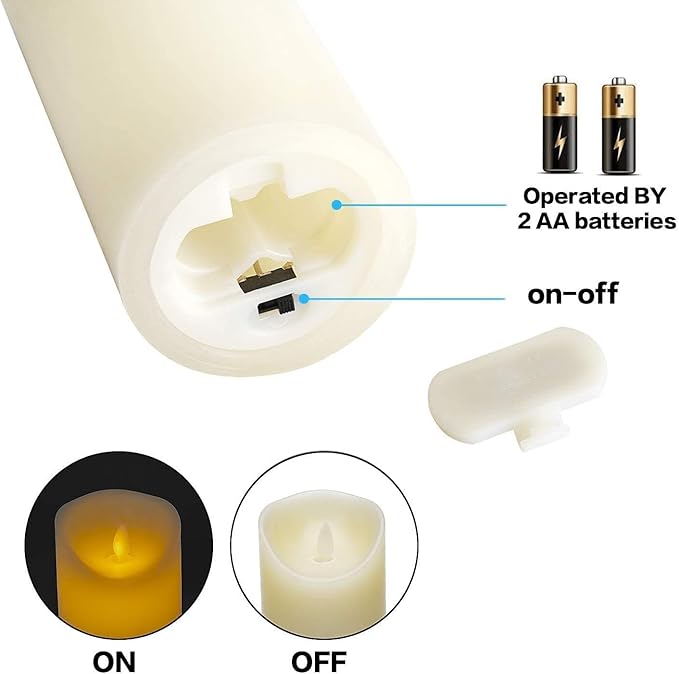 Flameless Wax Pillar Candle: Pack of 5 Battery Operated LED Candles H5 6" 7" 8" 9" D2.2 Electric Fake Flickering Candles with Timer Remote for Home Christmas Halloween Deco Gift(Modern Style)
