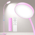 Floor Lamp, Adjustable Height Floor Lamps for Living Room Bedroom, 120 LED Super Bright Standing Lamp Remote Control Dimmable Gooseneck Tall Stand Reading Lamp for Office Craft, Pink