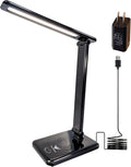 LED Desk Lamp, Reading Light for Home Office, Small Study Table Lamp, 5000K, Black, Lithium Battery 2000MAH,Work Desk Light，Emergency Lighting, Touch Lights，Stepless dimming，