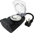 EP 24 Hour Mechanical Outdoor Timer Outlet, 6ft Outdoor Timer for Lights, Waterproof, 2 Grounded Outlets, 15A 1/2HP, Heavy Duty, ETL Listed