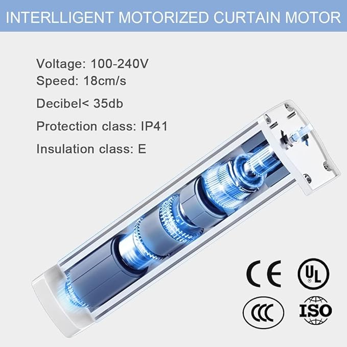 Celling Smart Curtains System, Electric Track with Adjustable Rail,Automatic Curtain Opener,Motorized Curtains Rods With Remote, Compatible with Alexa/Google Home (Up to 160in)