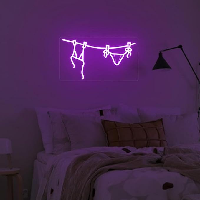 Bikini LED Neon Wall Light, Summer Coastal Beach Decor Sign, Coconut Girl Aesthetic Art for Bathroom Laundry Room Bedroom Cowgirl Style Accent 15″ x 8.36″