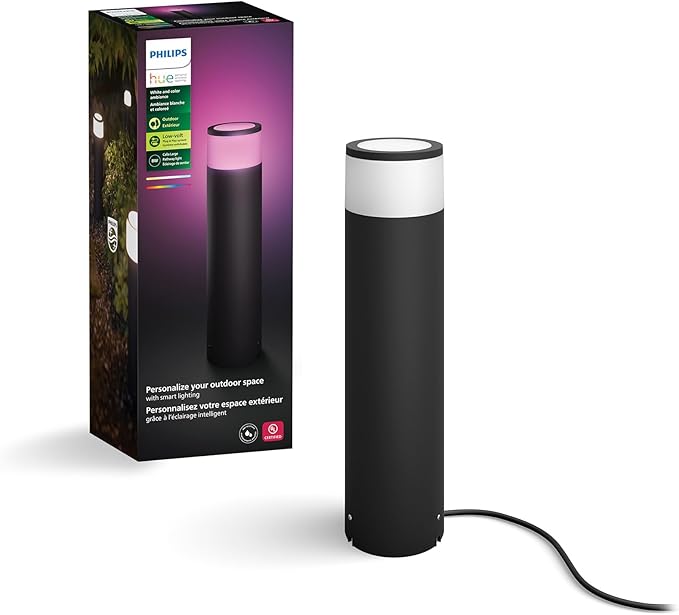 PHILIPS Hue Calla Large Outdoor Pedestal Light (Low-Volt), (104 x 402 mm) White & Color Pathway Light, Voice Control with Alexa, Apple Home & Google Assistant, Bridge Required