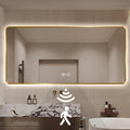 Gold LED Bathroom Mirror, 36"x60" Smart Mirror with Infrared Motion Sensor Lights, Anti Fog, Stepless Dimmable & Color Temperature Adjustment, Wall Mounted Vanity Mirror Backlit, CRI≥93