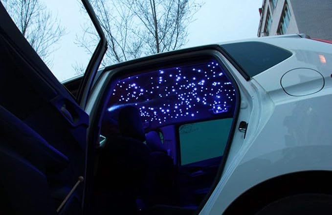 AZIMOM 6W Bluetooth Music Control RGB LED Fiber Optic Lights Star Ceiling Light Kit RF 28 Key Remote APP Sensor Light Source 550pcs 0.75mm 13.1ft Fiber Strands for Indoor Car Home Interior Decoration