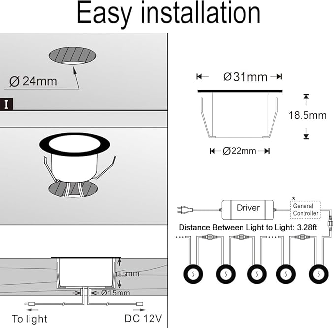 LED Deck Lights Kit, 30 Pack Φ1.22" Low Voltage WiFi Smart Recessed RGBW Deck Lighting with App/Voice Control, Waterproof IP67 In Ground Landscape Lighting for Outdoor Stairs Steps Floor Decor, Black