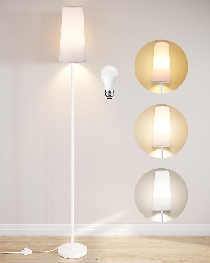 SUNMORY Floor Lamps for Living Room/Bedroom/Office, Standing Lamp with LED Bulb, 3 Color Temperature Tall Lamp, Suitable for Modern/Boho/Farmhouse and Other Home Decor Styles