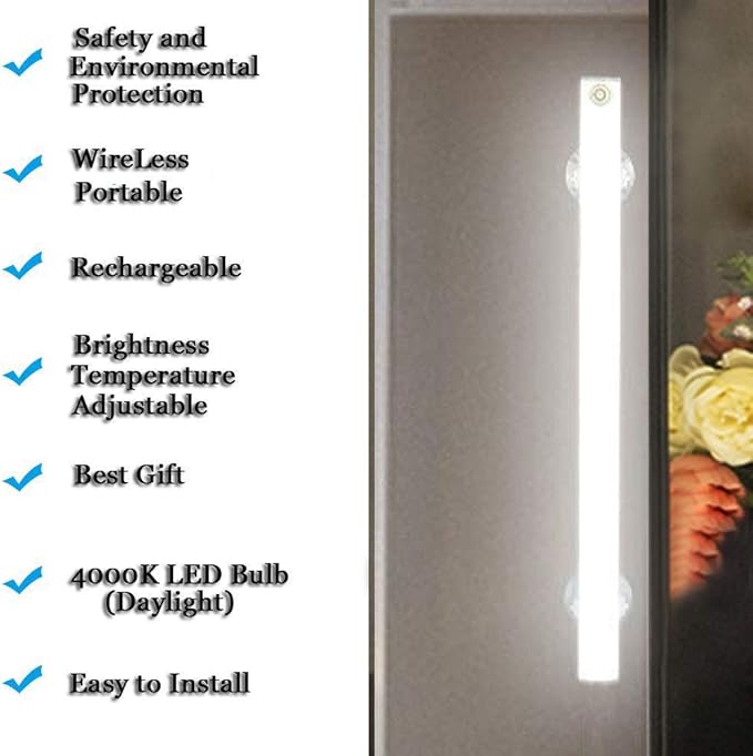 Cordless Rechargeable LED Vanity Mirror Light with Daylight Bulbs for Bathroom Makeup and Dressing Tables