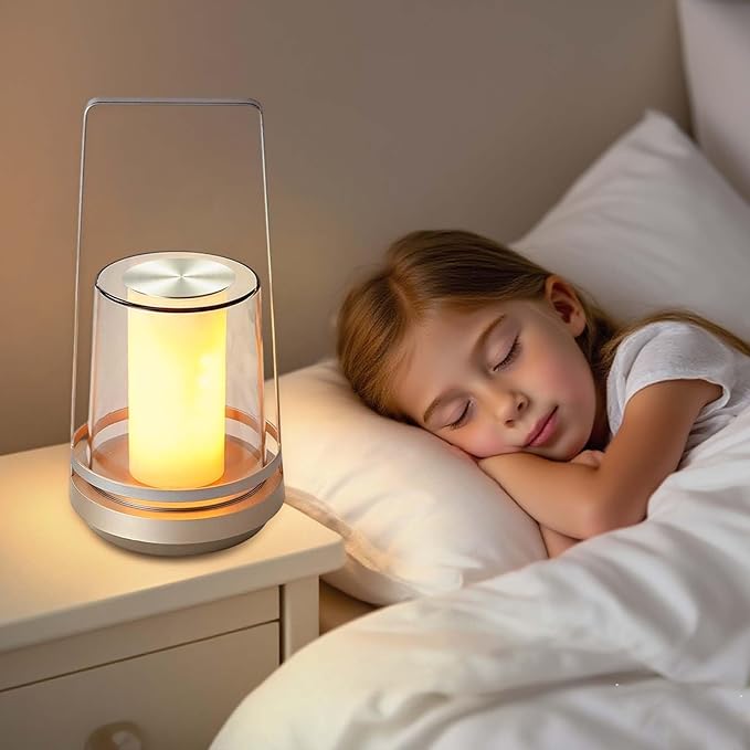 Gold Decorative Table Lamp with Elegant Light Effects - Rechargeable Touch Lamp, Tap for Romantic Flame & Sparkle, Luxury Ambient Light for Living Room, Dining, Wedding Gift