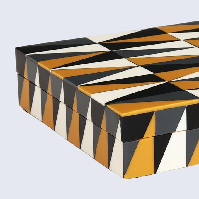 Handicrafts Home Decorative Storage Box with Lid, Multicolor Decorative Box for Remote Controls, Slim Coffee Table Storage Box for Shelf, Desk & Living Room Decor, Puzzle Guild 8 x 6 x 1.5