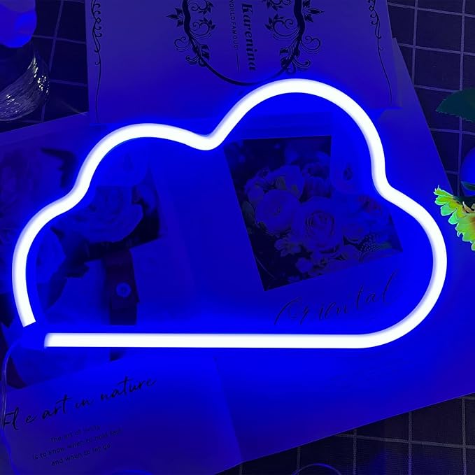 Cloud Neon Sign Blue Cloud Light Sign for Wall Decor,Battery or USB Powered Clouds Shaped LED Sign Decoration Lights for Bedroom Aesthetic Teen Girl Kid Room Christmas Birthday Wedding Party