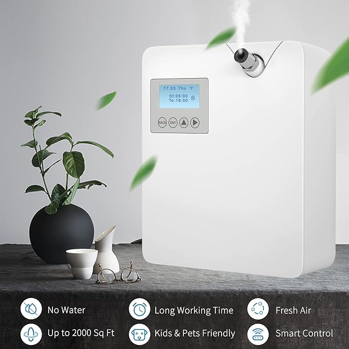 JCLOUD Smart Scent Air Machine with Cold-Air Tech for Home, Hotel Scent Diffuser, Waterless Essential Oil Diffuser 300ML, HVAC Scent Diffuser for Essential Oils for Large Room, Office, Spa
