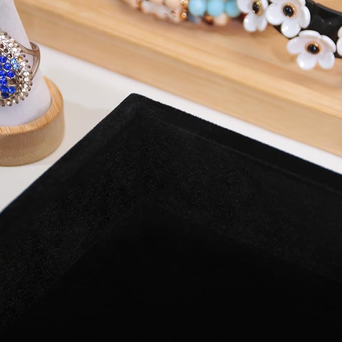 Bedside Organizer Tray, Desktop Storage Tray for Jewelry, Sunglass, Phone, Watch, Perfume,Lipstick, Nightstand Desk-top Catchall, Multi-use Holder Box for Desk Drawer (Black 1Grid)