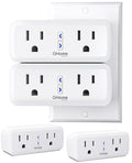 15A Dual Smart Plug 4 Pack, GHome Smart Plugs that Work with Alexa and Google Home, 2-in-1 Compact Smart Outlet Timer with APP Remote Control, 2.4GHz Wi-Fi Only, No Hub Required, FCC Listed