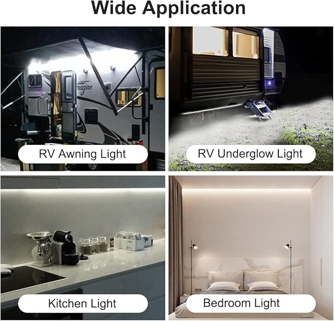 RV Underglow Led Light Kit, 12V 16.4FT RV Awning LED Light Strip, Waterproof Exterior Underbody Lighting for Camper Motorhome Travel Trailer Concession Stands Food Trucks, White