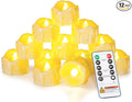 Homemory 12pcs Remote Timer LED Tea Lights Candles, 400+Hours Flickering Flameless Battery Votive Tealights for Tabletop Lighting, Centerpieces Decor, Holiday, Ivory Base