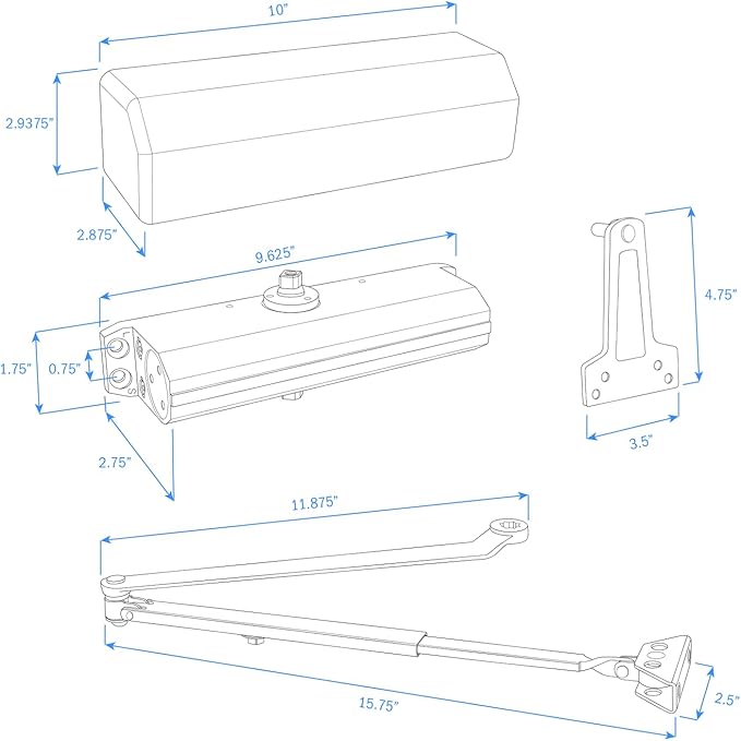Nuk3y 9000 Series Grade 1 Heavy Duty Door Closer, Multi-Mount, Adjustable Size 1-6, ADA Compliant, UL Listed, Black
