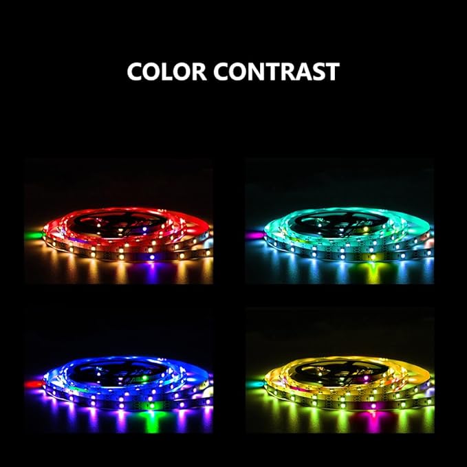 WS2812b Kit Individually Addressable LED Strip 16.4FT 30Pixels/m, Bluetooth APP Remote Control Music Sync,RGB IC Smart Pixel LED Strip Lights USB 5V for Room Home TV Party Decoration
